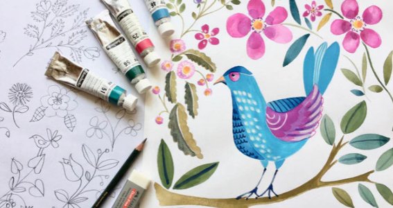 Workshop: Farbige Illustration - Malen mit Gouache | 7  - 17 Jahre | Au-Haidhausen