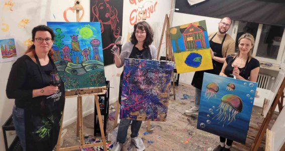 Wine & Art - Malworkshop mit Weinbegleitung | 16  - 99 Jahre | Schwabing-Freimann